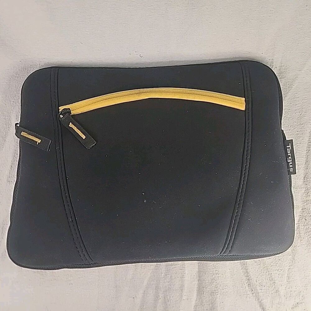 Case Targus 12 inch Tablet Laptop Sleeve Bag Exterior Zipper Pocket Black Yellow